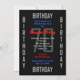 70th Birthday Party Invitation 70