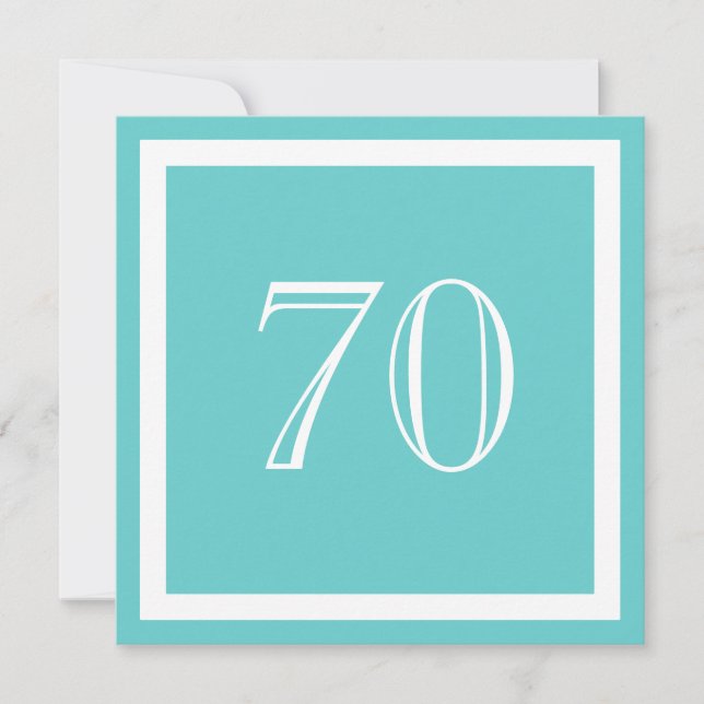 70th Birthday Party Invitation - Aqua (Front)