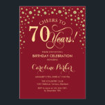 70th Birthday Party Invitation - Gold Red<br><div class="desc">70th Birthday Party Invitation.
Elegant design with faux glitter gold and dark red. Cheers to 70 Years! Message me if you need further customization.</div>