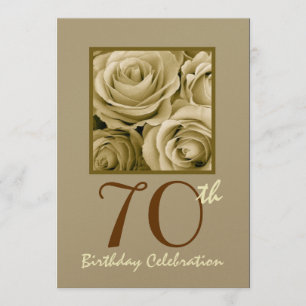 70th Birthday Party Invitation GOLD Roses