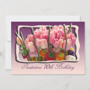 70th Birthday Party Invitation - tulips