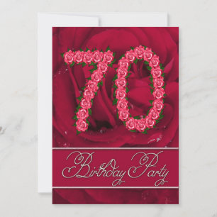 70th birthday party invitation with roses