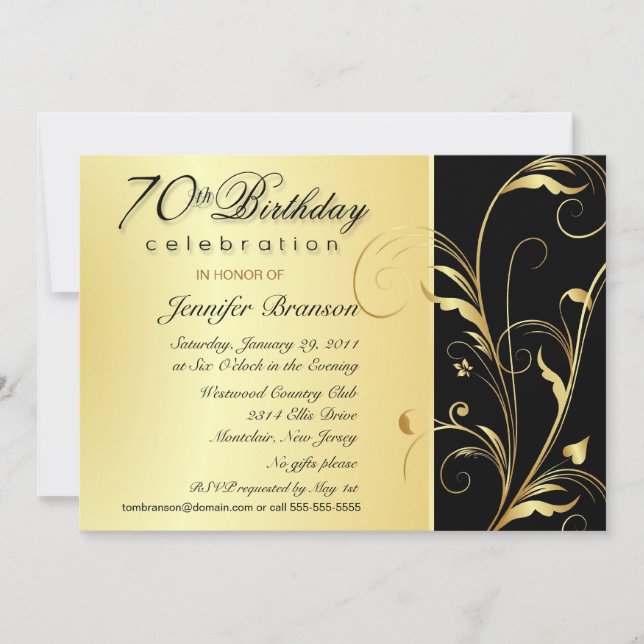 70th Birthday Party Invitations with Monogram (Front)