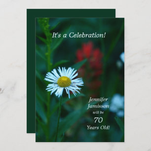 70th Birthday Party Invites White Daisy Flower