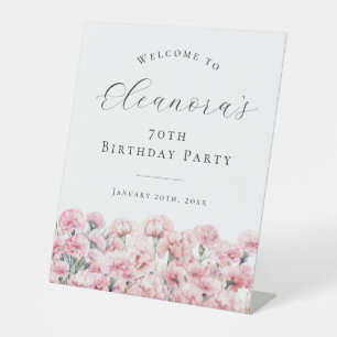 70th Birthday Party January Birth Flower Welcome Pedestal Sign