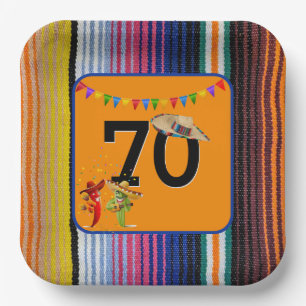 70th Birthday Party Mexican Design Paper Plate