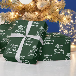 70th Birthday Party Name Green Modern Pattern Wrapping Paper