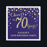 70th Birthday Party Navy Blue and Gold Diamond Napkin<br><div class="desc">70th Birthday Party Invitation with Navy Blue and Gold Glitter Diamond Background. Gold Confetti. Adult Birthday. Man or Woman Birthday. For further customisation,  please click the "Customise it" button and use our design tool to modify this template.</div>