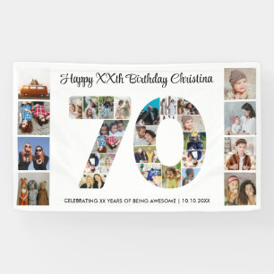 70th Birthday Party Number 70 Photo Collage Banner