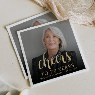 70th Birthday Party Photo Cheers Napkin