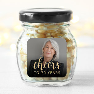 70th Birthday Party Photo Cheers Square Sticker