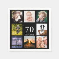 70th birthday party photo collage black