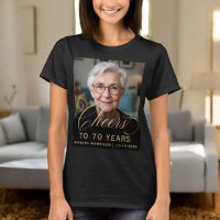 70th Birthday Party Photo Gold Script Cheers 