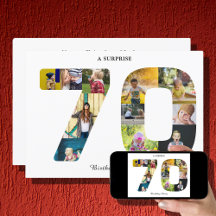 70th Birthday Party Photo Invitation