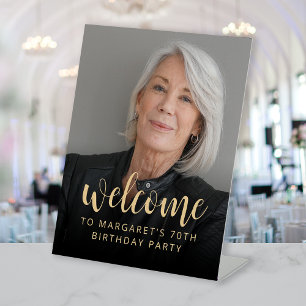 70th Birthday Party Photo Welcome Pedestal Sign