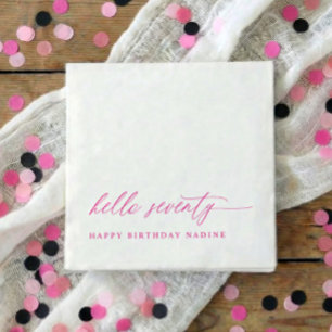 70th Birthday Party Pink Hello 70 Modern Elegant Napkin