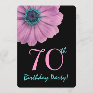 70th Birthday Party Pretty Pink Daisy v07 Invitation