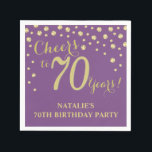 70th Birthday Party Purple and Gold Diamond Napkin<br><div class="desc">70th Birthday Party Invitation with Purple and Gold Glitter Diamond Background. Gold Confetti. Adult Birthday. Man or Woman Birthday. For further customisation,  please click the "Customise it" button and use our design tool to modify this template.</div>