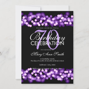 70th Birthday Party Purple Hollywood Glam Invitation