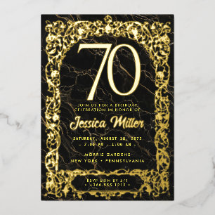 70th Birthday Party Rose Gold Foil Invitation