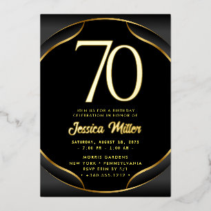 70th Birthday Party Rose Gold Foil Invitation