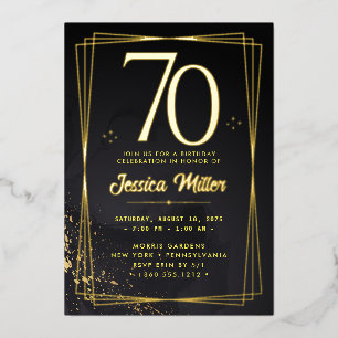 70th Birthday Party Rose Gold Foil Invitation