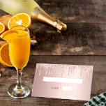 70th birthday party rose gold glitter pink sparkle place card<br><div class="desc">For a girly, glamourous 70th birthday party. Personalise and add her name, age 70 and a date. Date of birth or the date of the birthday party. A girly rose gold, faux metal foil looking background. Decorated with rose gold, blush pink faux glitter drips, paint dripping look. Dark rose gold...</div>