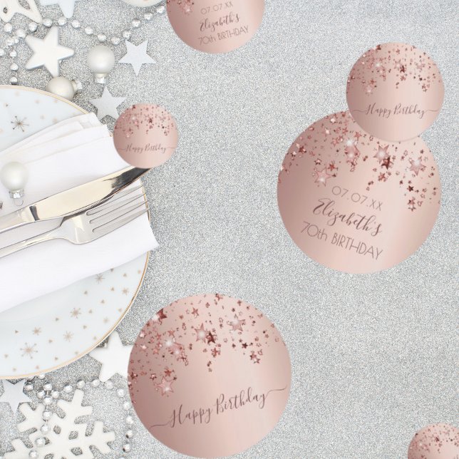 70th birthday party rose gold pink stars glam confetti (Creator Uploaded)