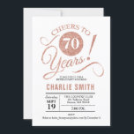 70th Birthday Party - Rose Gold White Invitation<br><div class="desc">70th Birthday Party Invitation in faux Rose Gold and White. Cheers to 70 years! Can be personalised into any age.
Please message me if you need further customisation.</div>