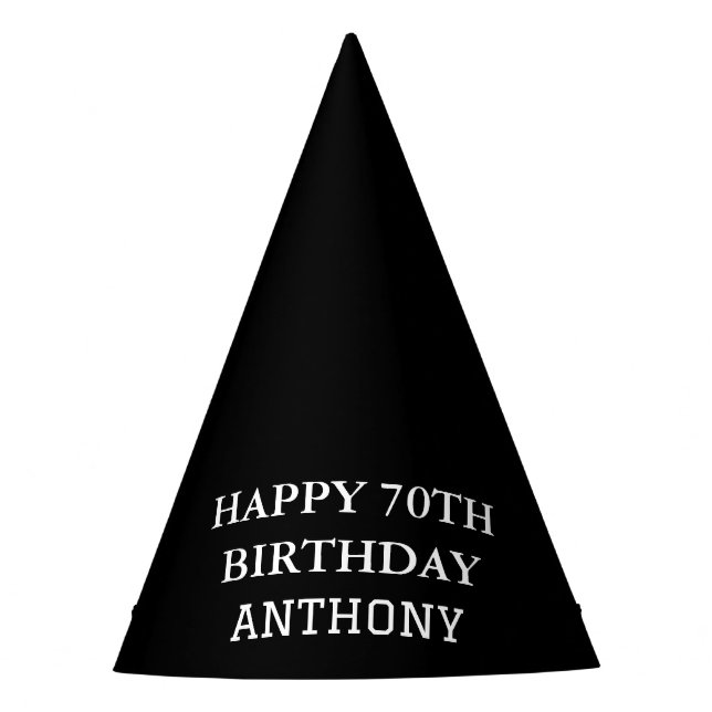 70th Birthday Party Seventy Black Favours  Hat (Front)