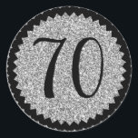 70th Birthday Party Silver Glitter Classic Round Sticker<br><div class="desc">Get these cute stickers to adorn your party favors for all your favorite guests. A stylish number to celebrate a birthday party.
NOTE the glitter image is a printed picture</div>