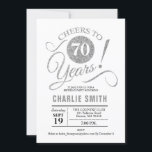 70th Birthday Party - Silver White Invitation<br><div class="desc">70th Birthday Party Invitation in faux Silver and White. Cheers to 70 years! Can be personalised into any age.
Please message me if you need further customisation.</div>