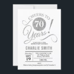 70th Birthday Party - Silver White Invitation<br><div class="desc">70th Birthday Party Invitation in faux Silver and White. Cheers to 70 years! Can be personalised into any age.
Please message me if you need further customisation.</div>