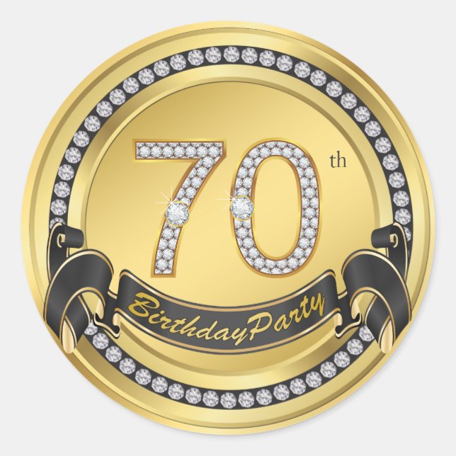 70th Birthday Party Stickers (Front)