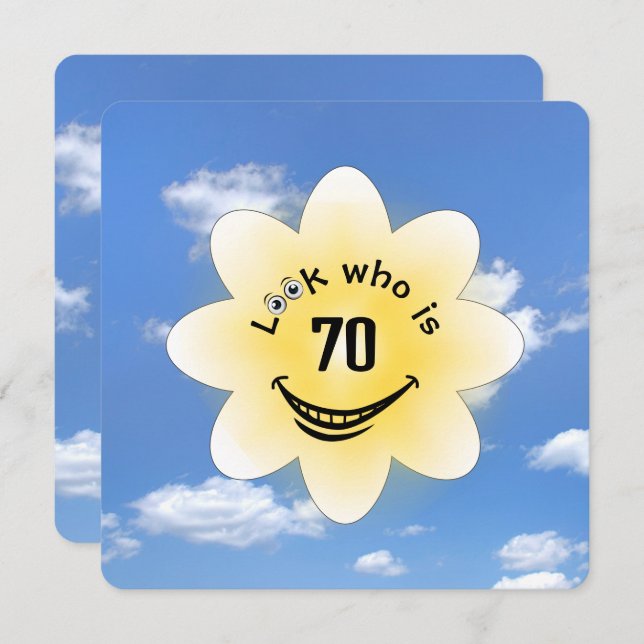 70th Birthday Party Summer Sunshine Invitation (Front/Back)
