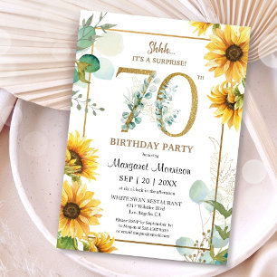 70th Birthday Party Sunflowers Elegant Floral  Invitation