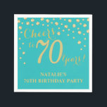 70th Birthday Party Teal and Gold Diamond Napkins<br><div class="desc">70th Birthday Party Invitation with Teal and Gold Glitter Diamond Background. Gold Confetti. Adult Birthday. Man or Woman Birthday. For further customisation,  please click the "Customise it" button and use our design tool to modify this template.</div>