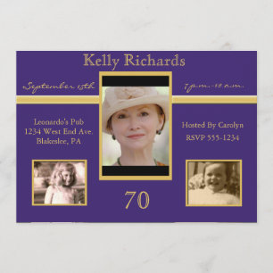 70th Birthday Party Tri Photo Invitations