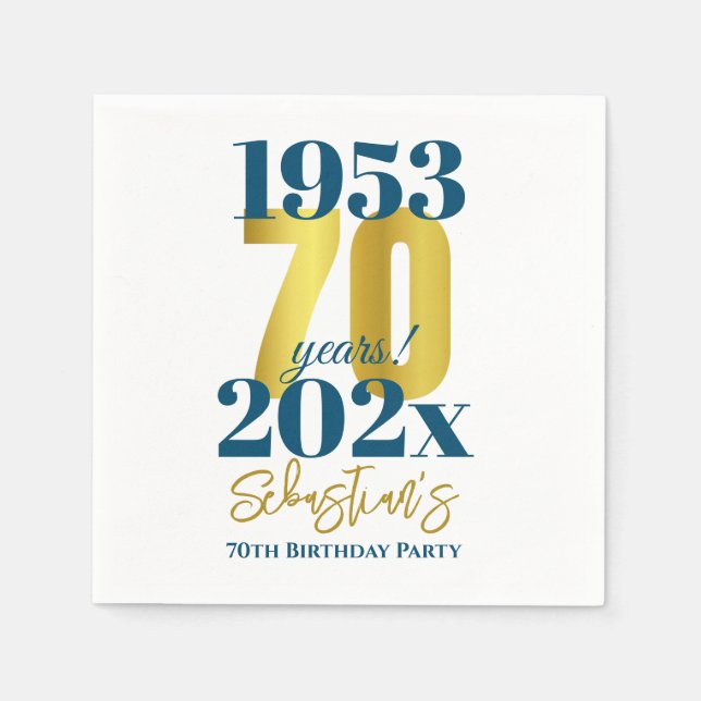 70th Birthday Party Typography Date Napkin (Front)