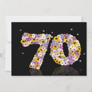 70th Birthday party, with flowered letters Invitation