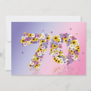 70th Birthday party, with flowered letters Invitation
