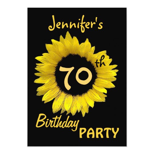 70th Birthday Party Yellow Sunflower Card