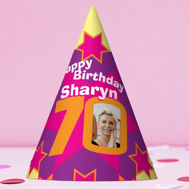 70th birthday personalised photo star name hat (Creator Uploaded)