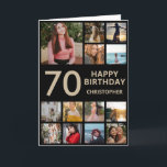 70th Birthday Photo Collage 13 Photos Black & Gold Card<br><div class="desc">70th Happy Birthday Photo Collage 13 Photos Black and Gold Birthday Card for Any Age. 1st 13th 15th 16th 18th 20th 21st 30th 40th 50th 60th 70th 80th 90th 100th,  Any Ages. For further customisation,  please click the "Customise it" button and use our design tool to modify this template.</div>