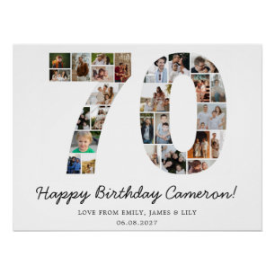 70th Birthday Photo Collage 70th Birthday Gift Poster