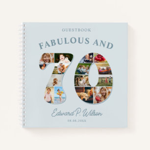 70th Birthday Photo Collage Milestone Guestbook Notebook