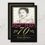 70th Birthday Photo Invitation<br><div class="desc">Look Who's 70,  milestone birthday photo invitation with editable accent colour.  Upload a favourite photo of any age and customise text for your party.</div>