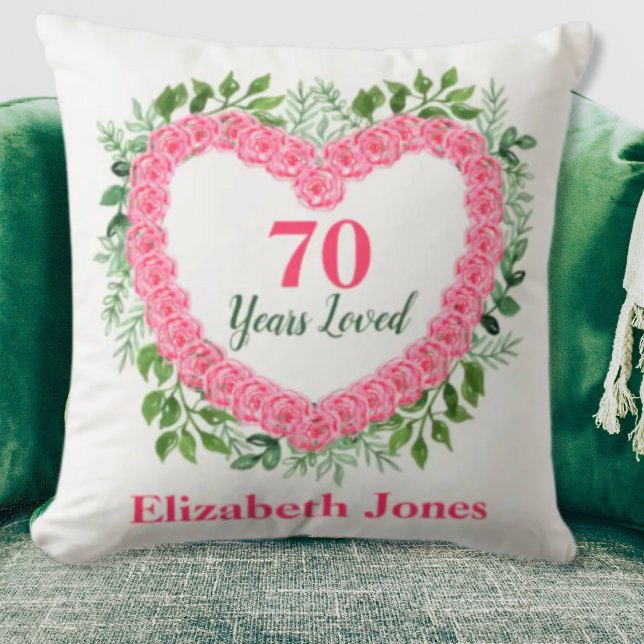 70th Birthday Pillow - 70 Years Loved Design (Creator Uploaded)