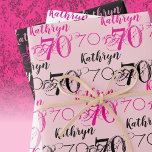 70th birthday Pink Black White Set Personalised Wrapping Paper Sheet<br><div class="desc">70th Birthday Custom Gift Wrap Sheets celebrating 70 years in cool pink,  black and white typography.</div>