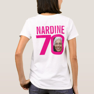 70th birthday pink custom name and photo template T-Shirt